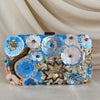 Light Blue Sequined Embroidered Clutch