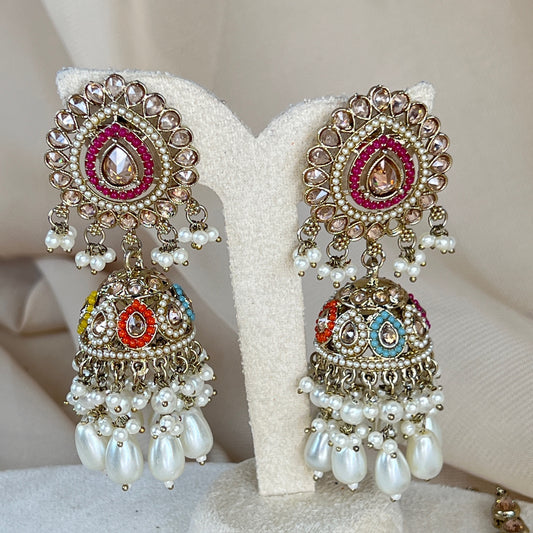 Oversized Jhumka Earring & Tikka Set