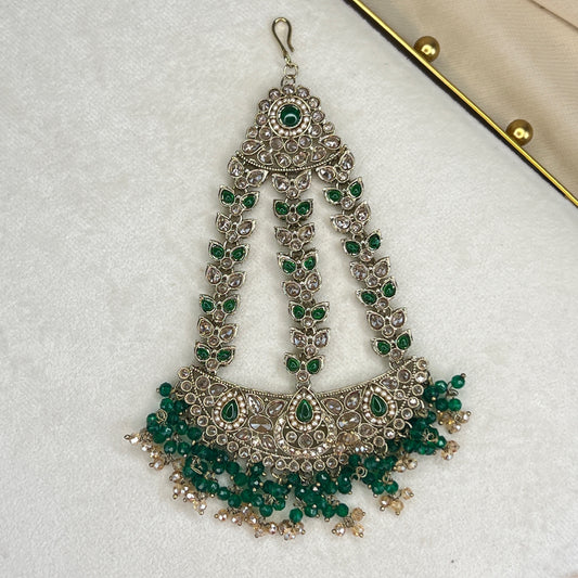 Large Polki Gold Jhoomar | Jhapta | Side Tikka