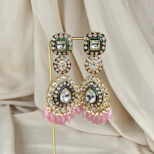 Long Kundan Statement Earrings