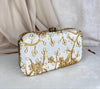 White and Gold Mini Embroided Clutch