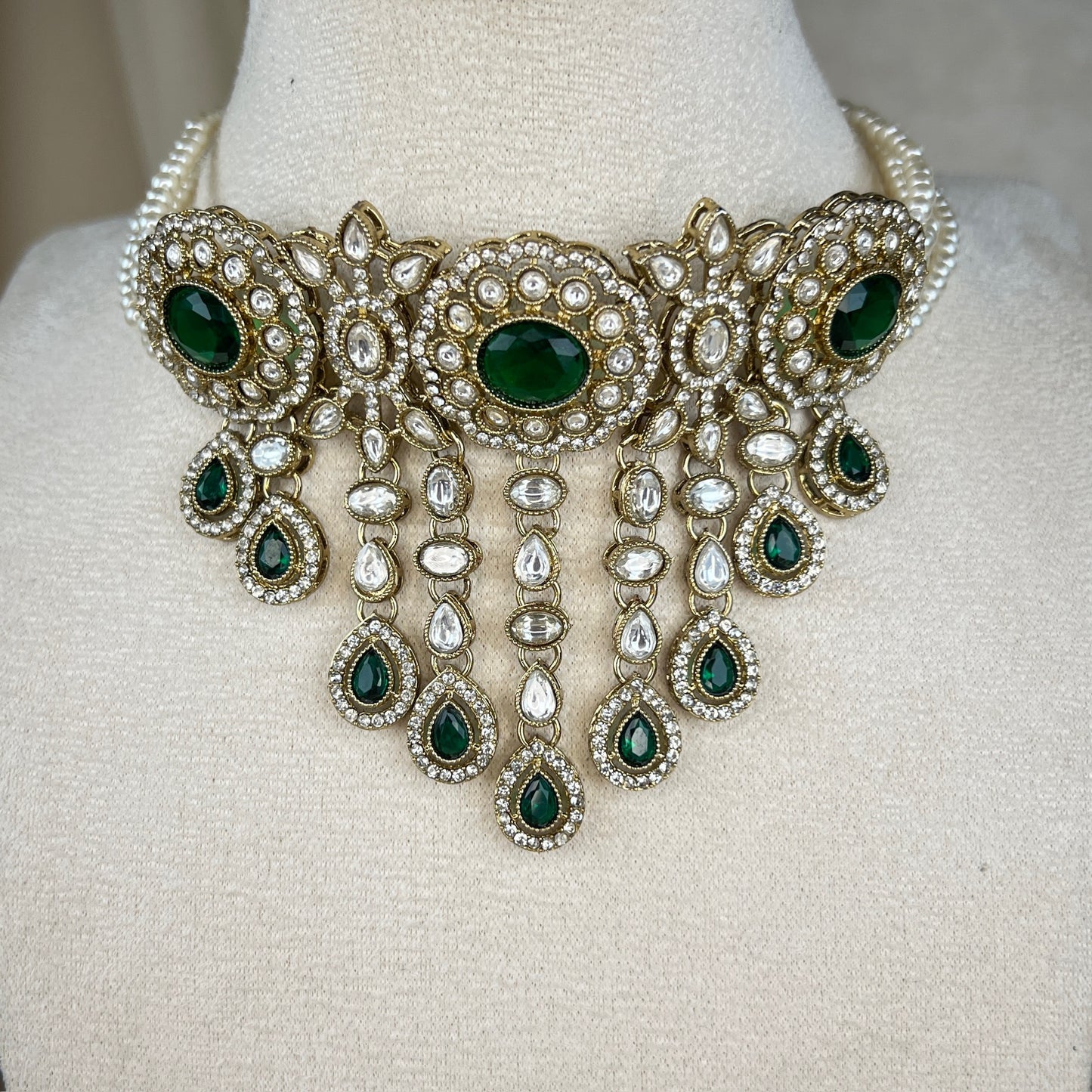 Waterfall Pearl Choker w/Earrings