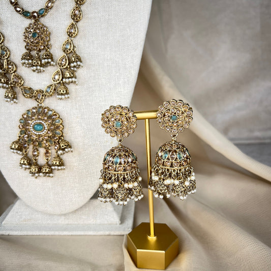 Polki Jhumka Long Necklace Set | Mala | Haar