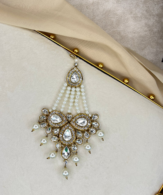 Pearl Side Tikka Headpiece | Jhoomar | Japta | Passa