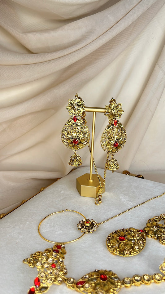 Traditional Gold and Red Bridal Set