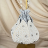 White Pearl Lotus Shaped Potli | Purse