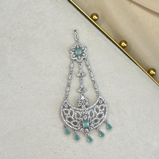 American Diamond | AD | Dainty Silver Jhoomar | Jhapta | Side Tikka