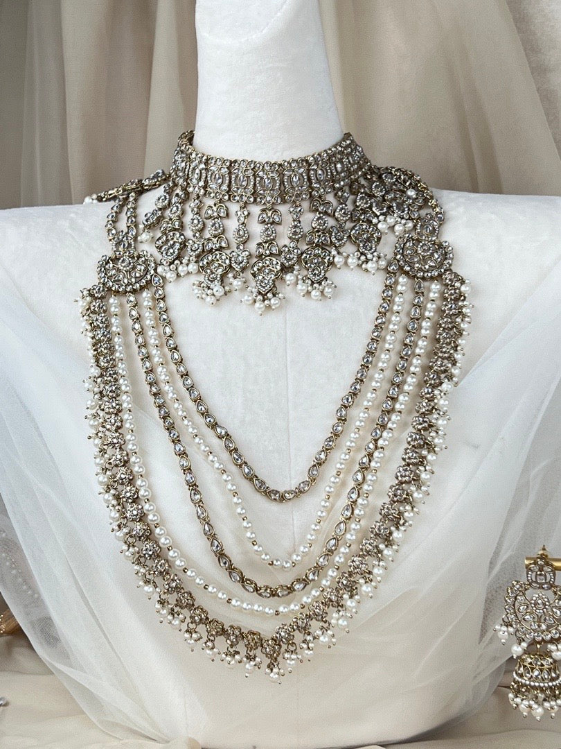 Full Polki Bridal Set w/ Layered Mala Set