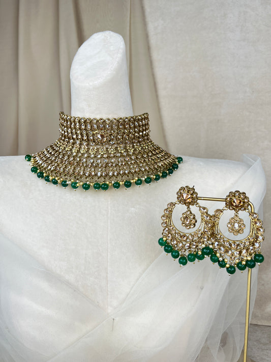 Emerald Semi Bridal Choker Set