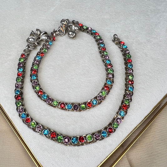 Silver Stone Payals | Anklet