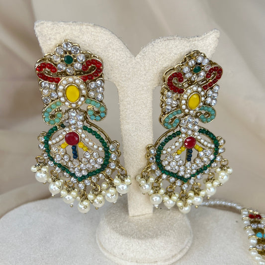 Nauratan Earring & Tikka Set