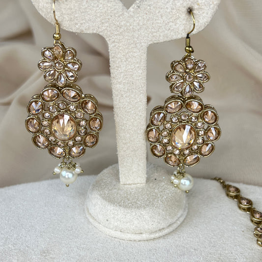 Gold Earring and Tikka Set