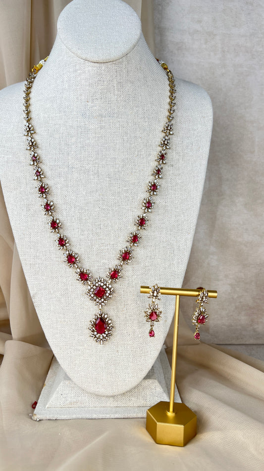 American Diamond | AD Victorian Long Necklace Set