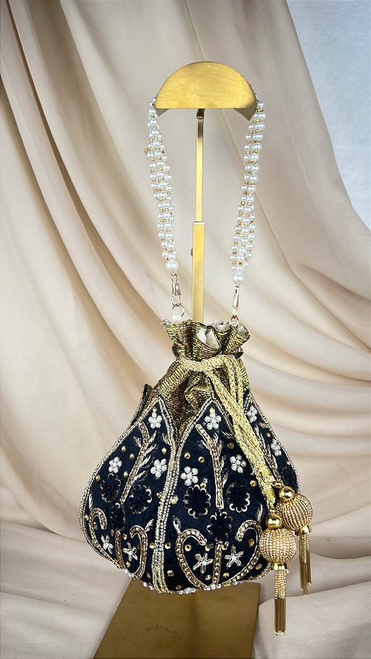 Embroidered Lotus Shaped Potli | Purse
