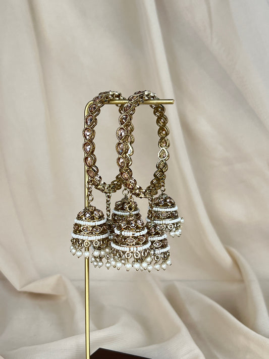 3 Jhumka Polki Pearl Bangle Pair