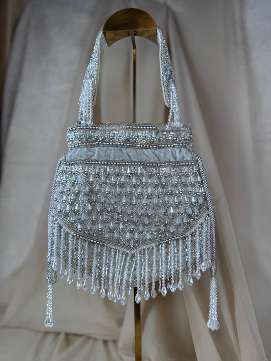 Silver Beaded Potli | Purse