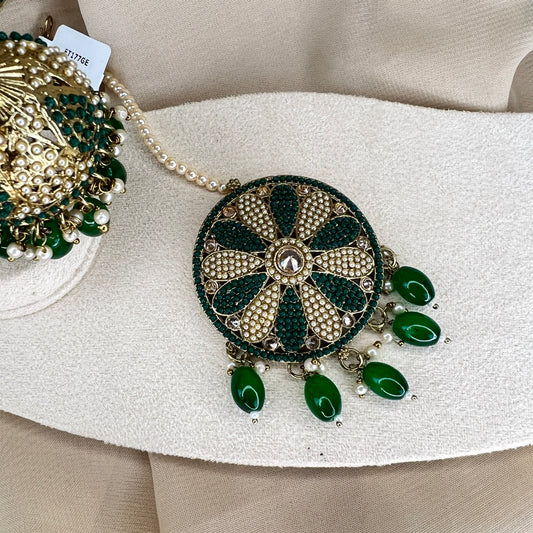 Nauratan Jhumka Oversized Earring and Tikka Set