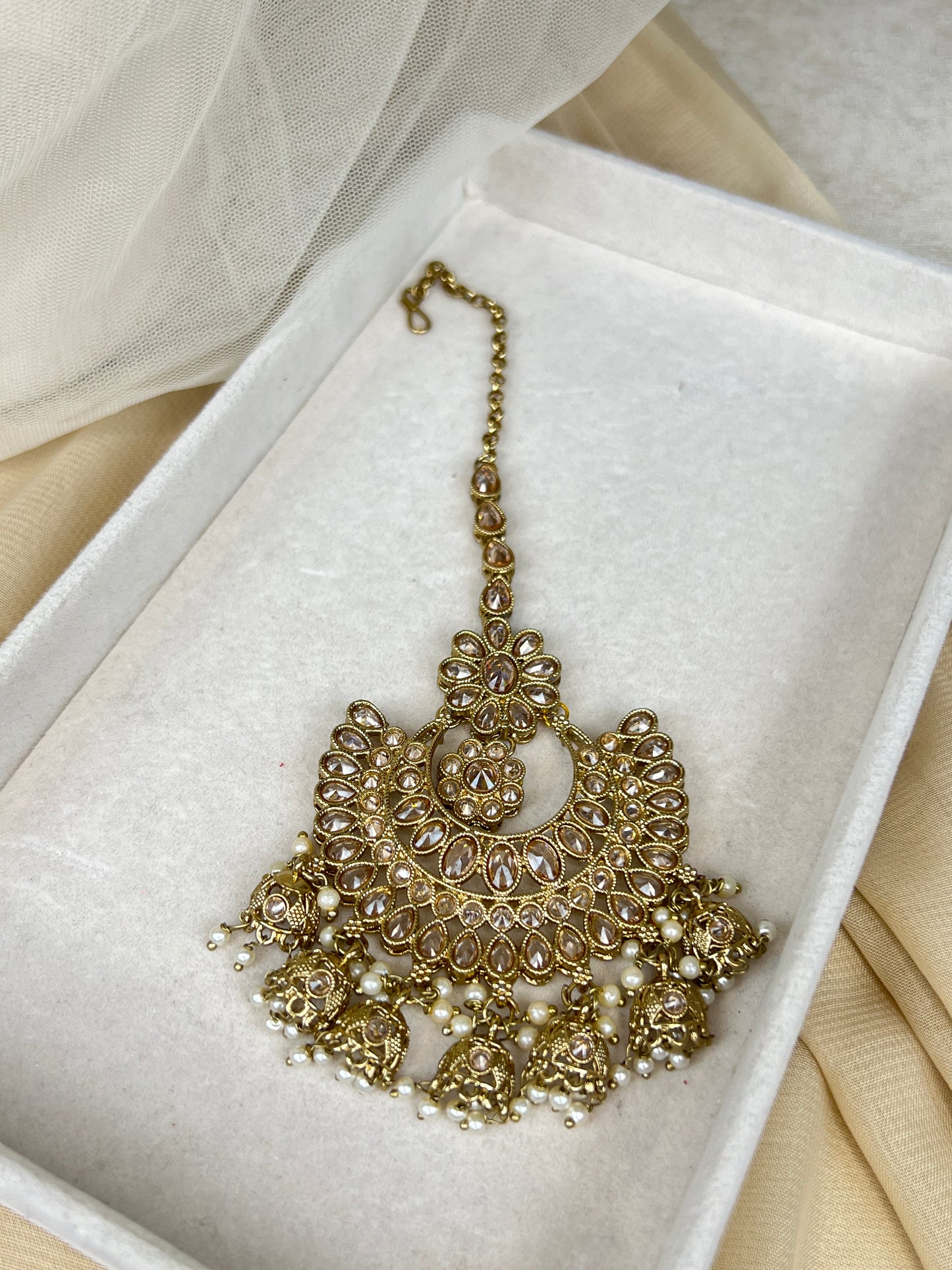 Large Semi Bridal Bib Jhumka Necklace Set