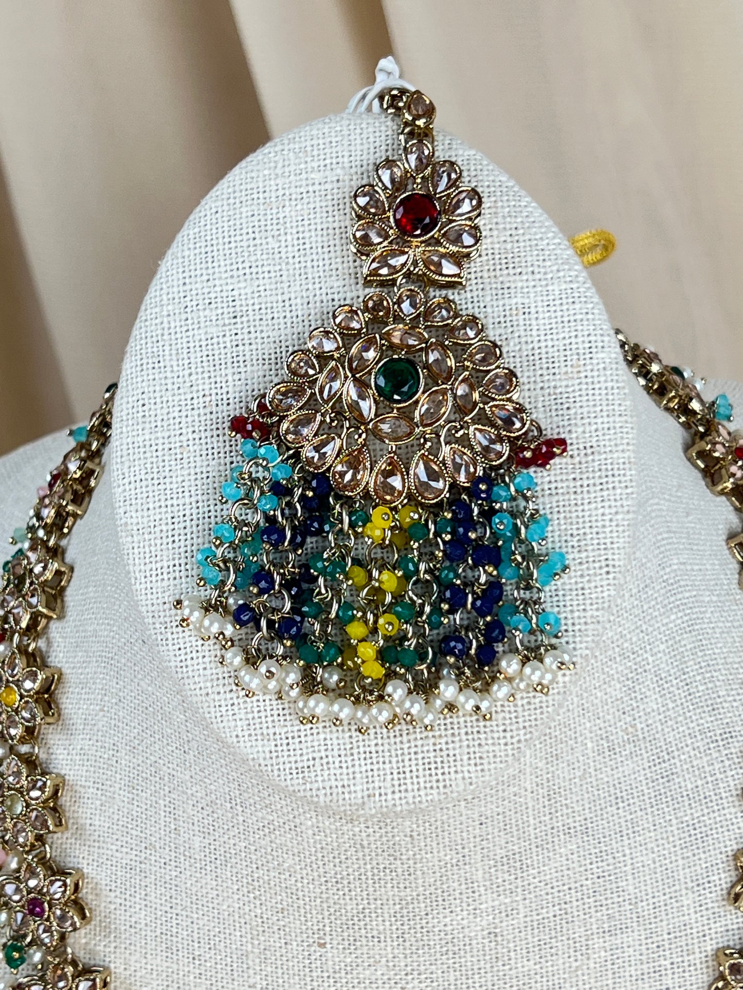 Large Long Polki Pearl Necklace Set