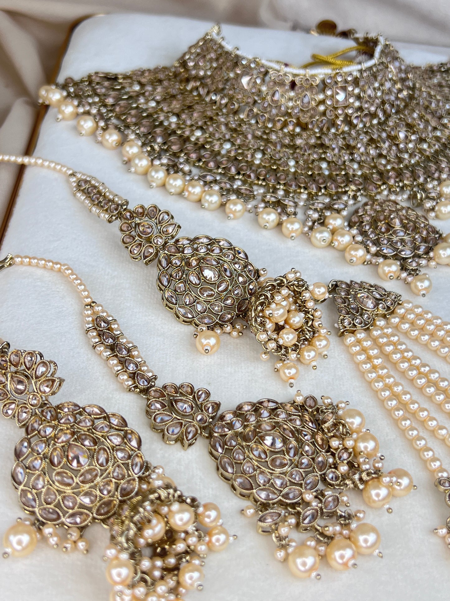 Large Bib Style Polki Semi Bridal with Jhoomar | Nose Ring
