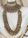 Double Choker Style Large Flower Polki Full Bridal Set