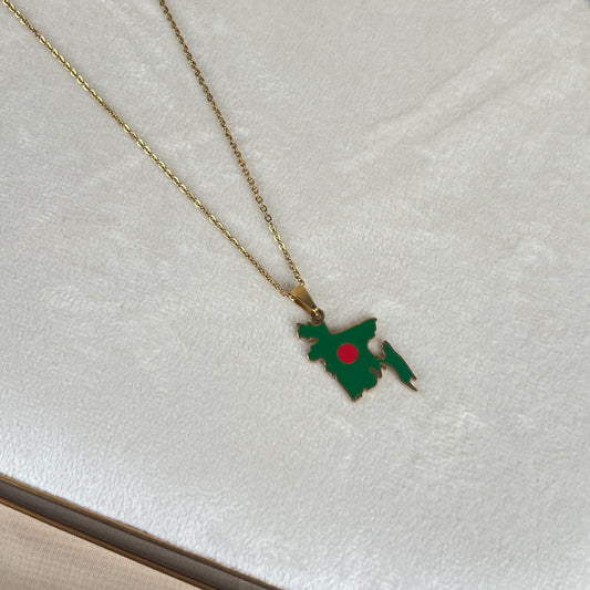 Red & Green Bangladesh Flag Pendant w/chain