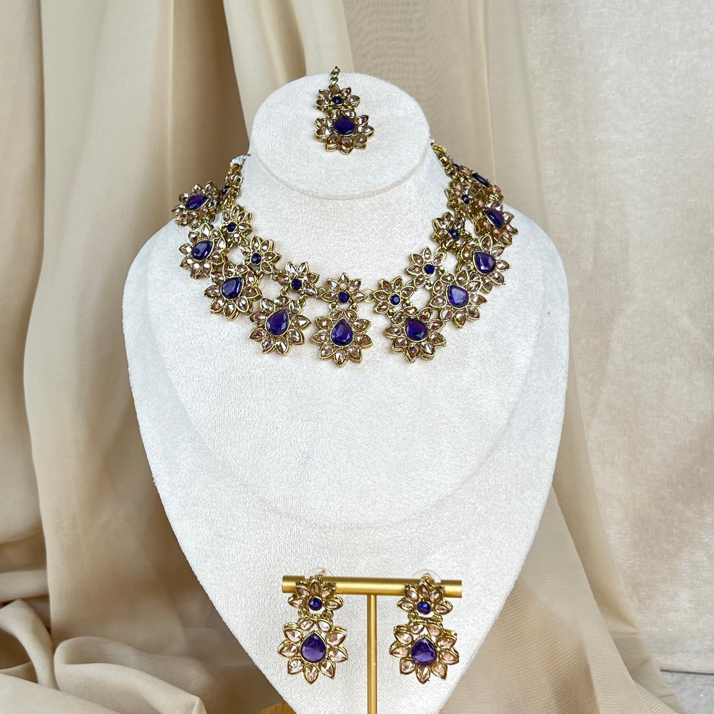 Flower Polki Necklace Set