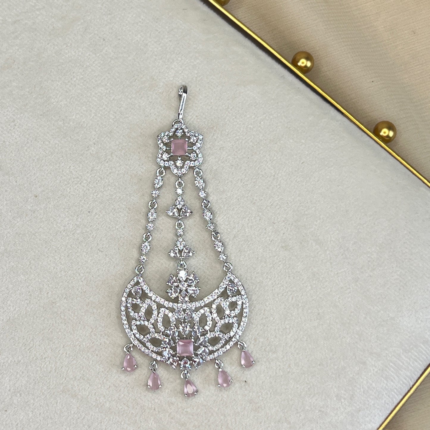 American Diamond | AD | Dainty Silver Jhoomar | Jhapta | Side Tikka