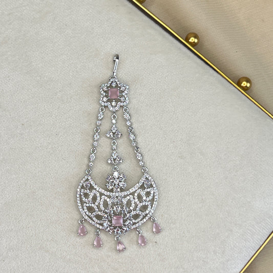 American Diamond | AD | Dainty Silver Jhoomar | Jhapta | Side Tikka