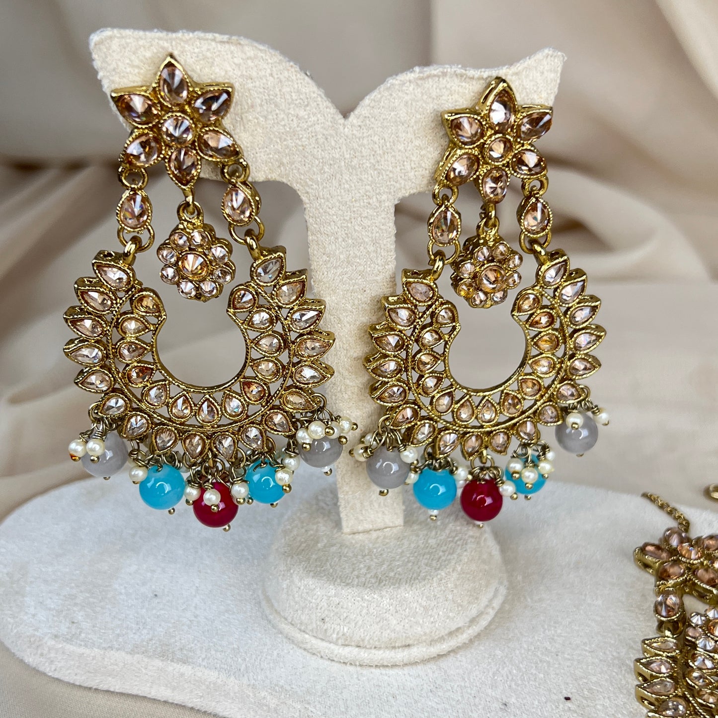 Oversized Polki Earring and Tikka Set
