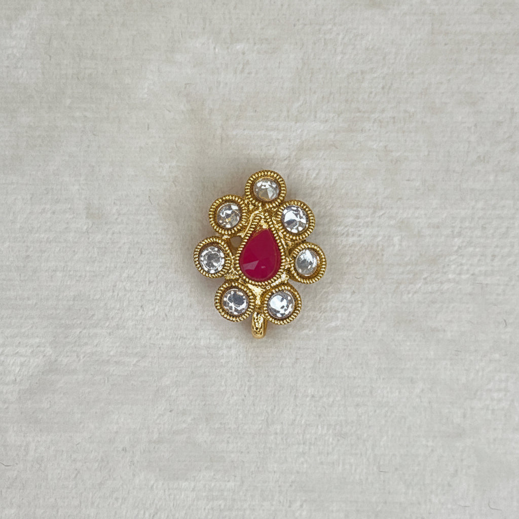 Kundan Clip On Nose Pin