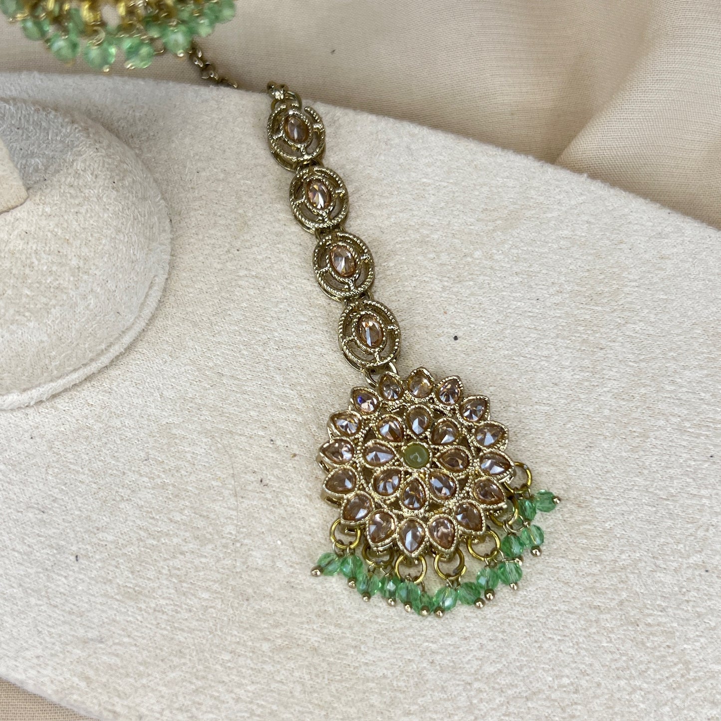 Gold Jhumka Earring & Tikka Set