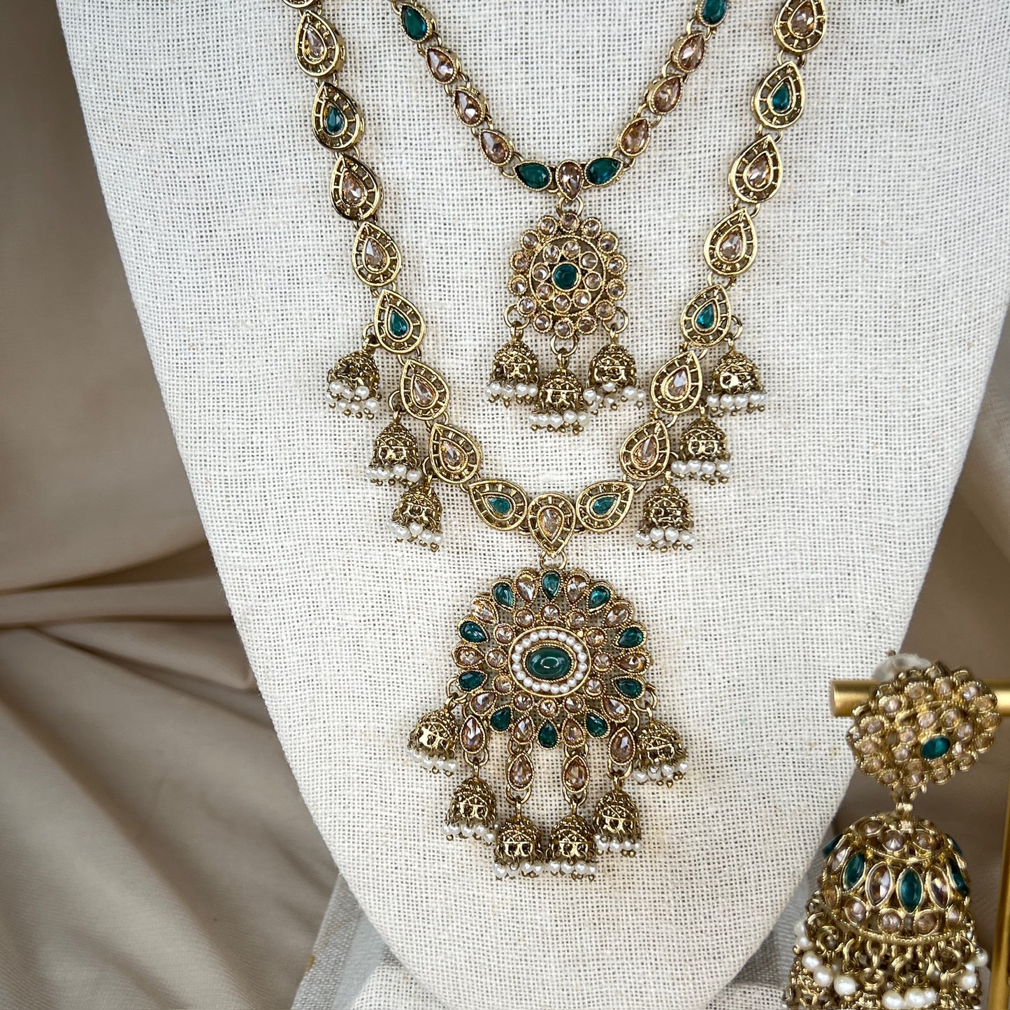 Polki Jhumka Long Necklace Set | Mala | Haar