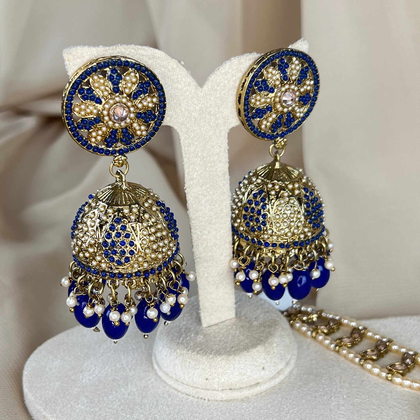 Nauratan Jhumka Oversized Earring and Tikka Set