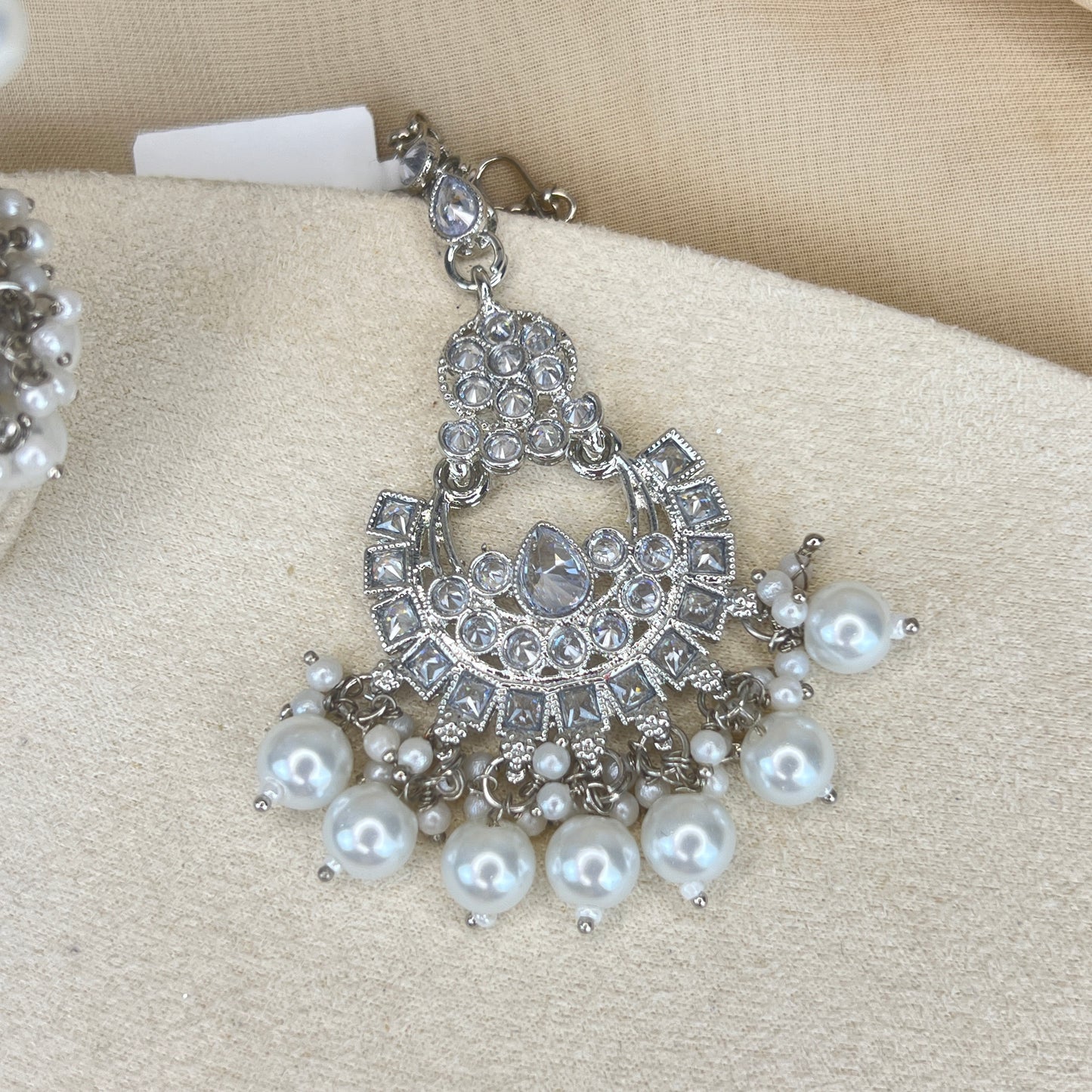 Silver Jhumka Earring and Tikka Set