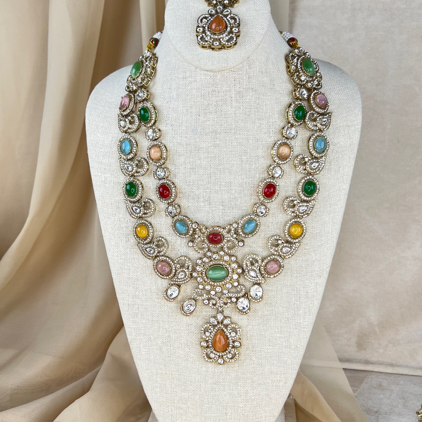 Multicolor Kundan | Long | Haar | Necklace Set