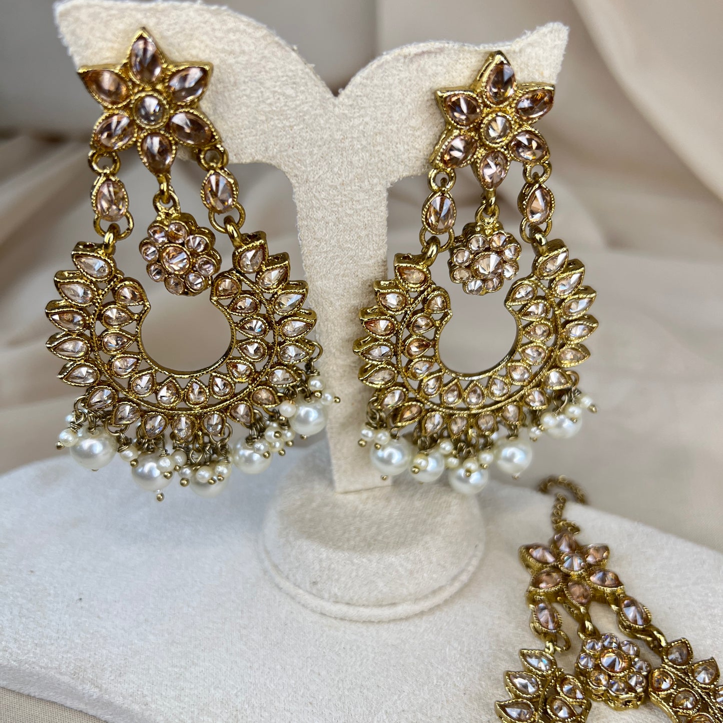 Oversized Polki Earring and Tikka Set