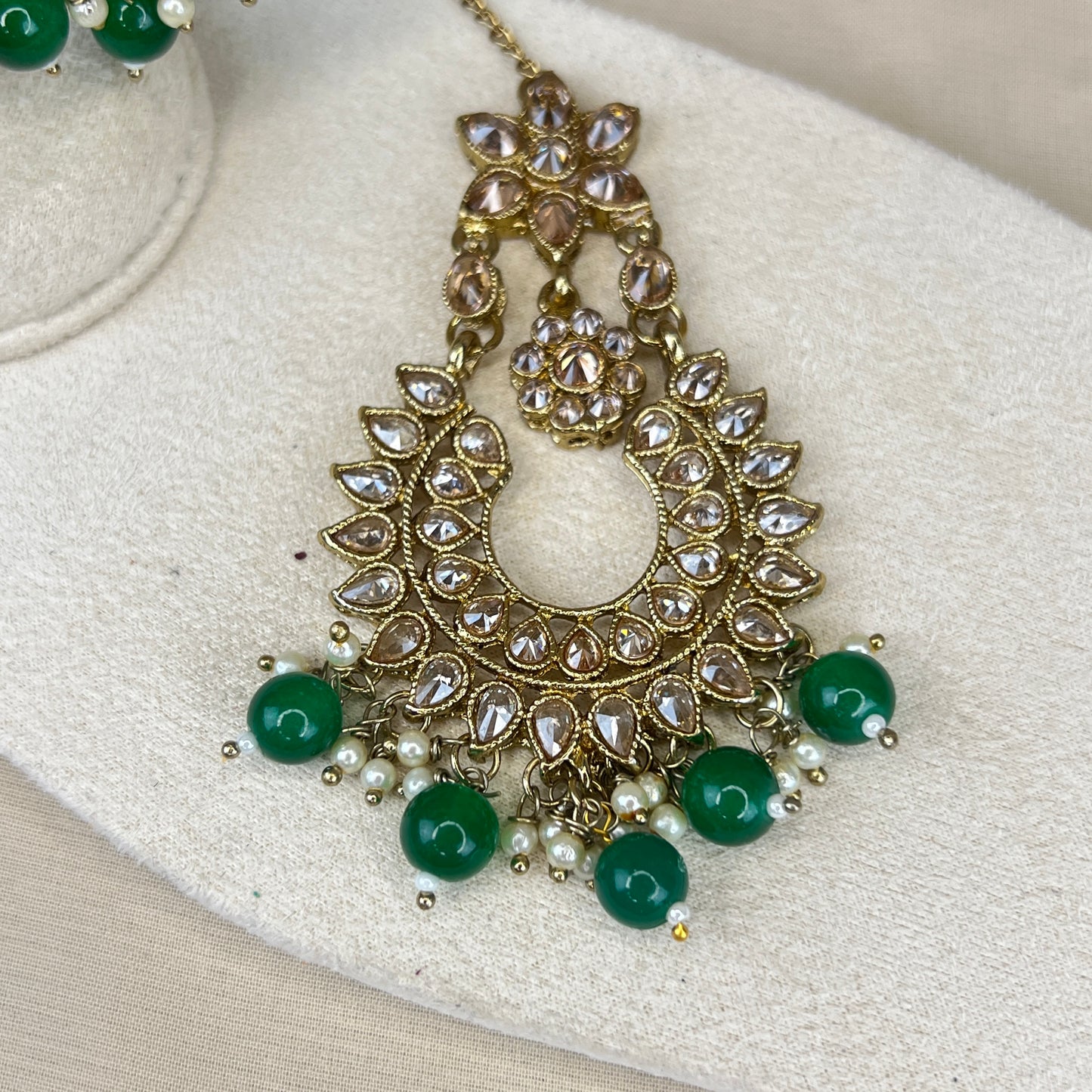Oversized Polki Earring and Tikka Set