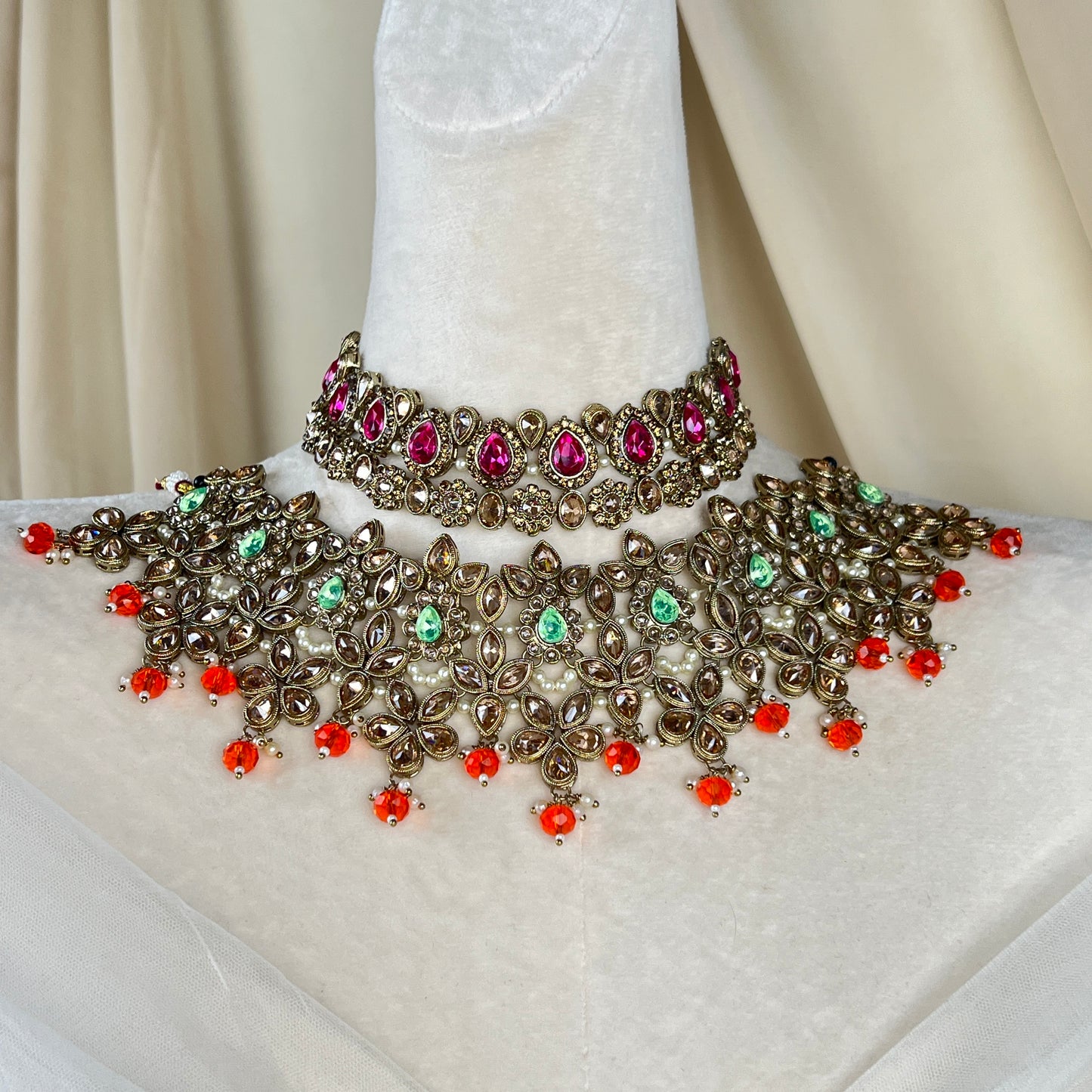 Double Choker Semi Bridal Set