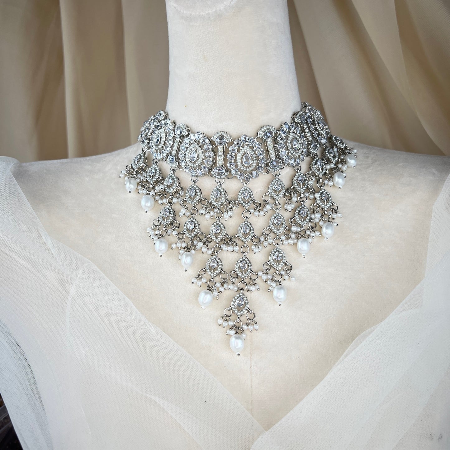 Waterfall Pearl Choker Set