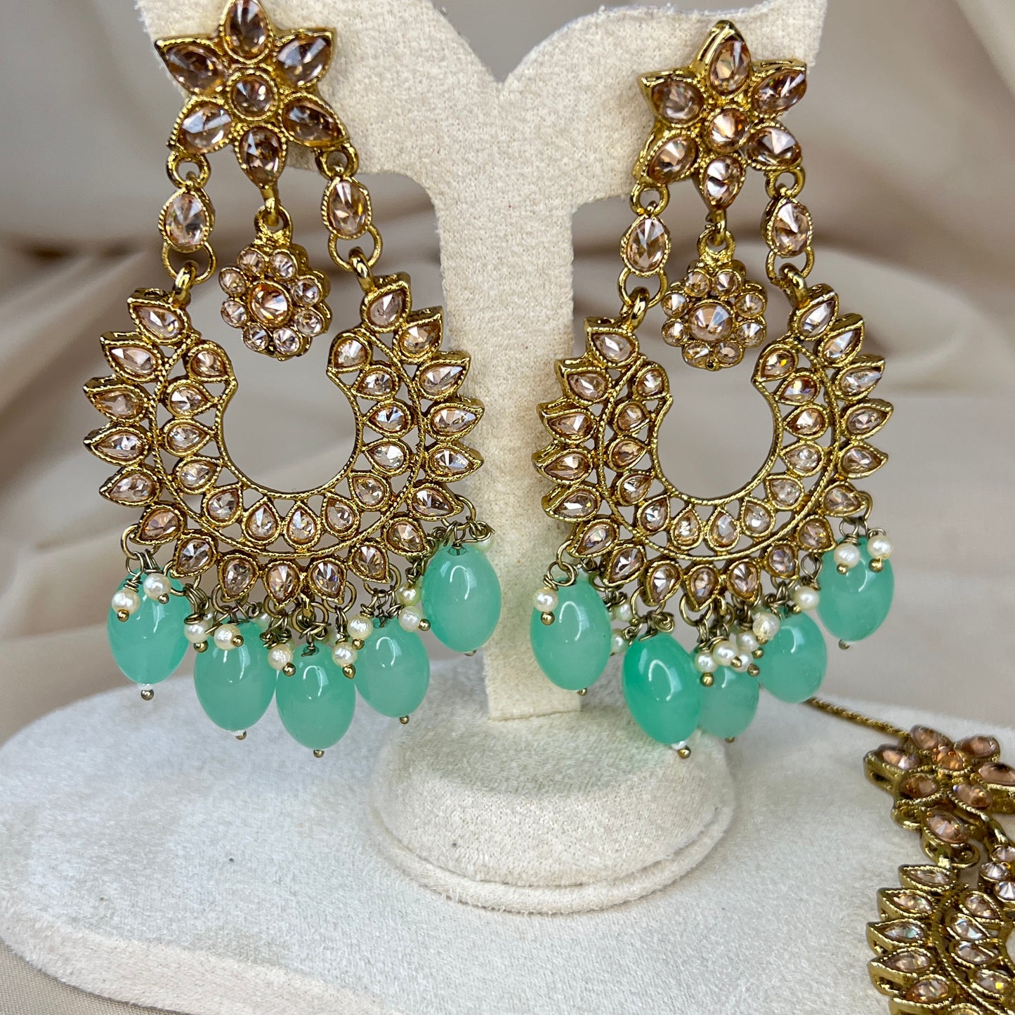 Oversized Polki Earring and Tikka Set