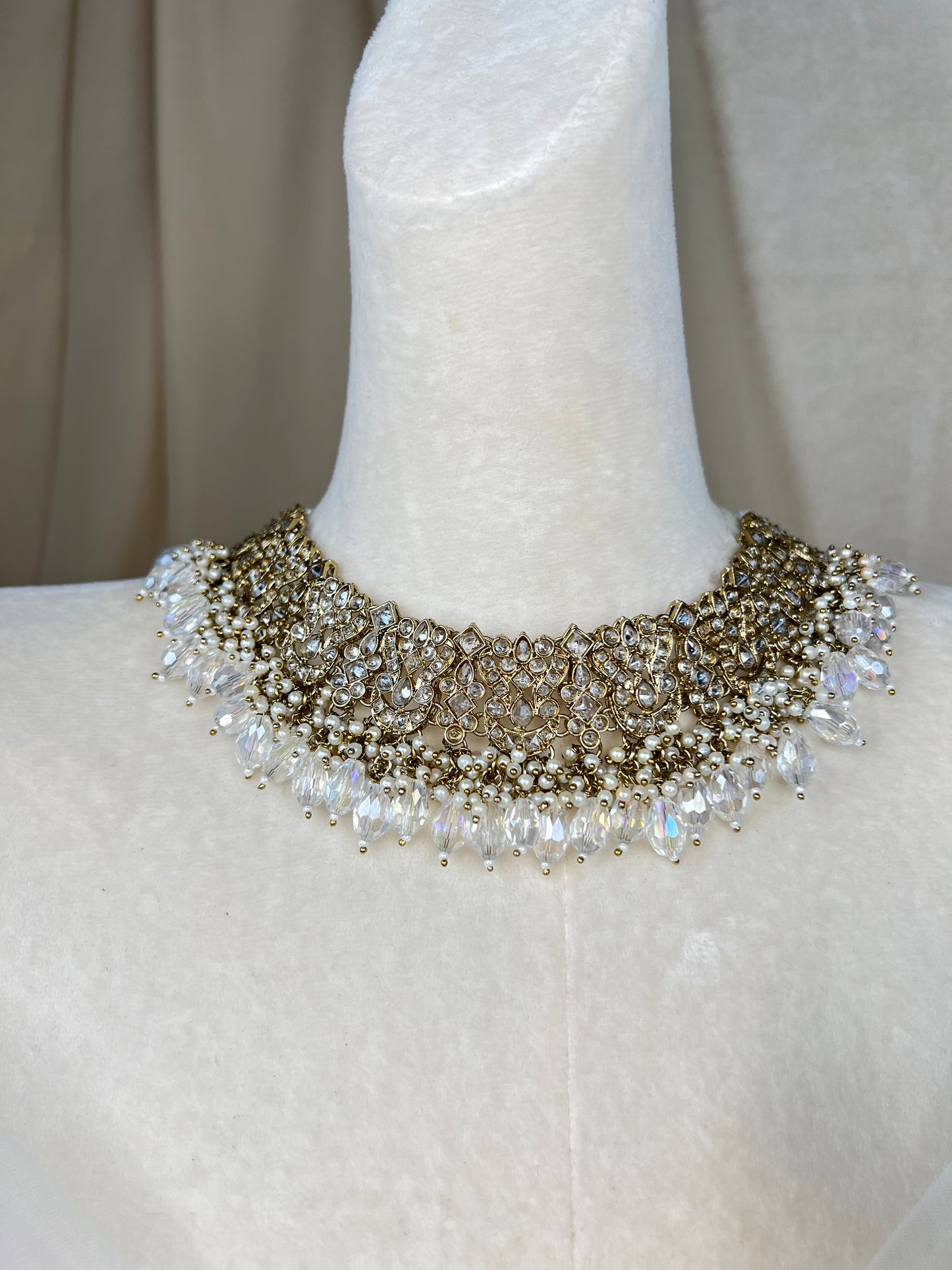 Pakistani Semi Bridal Necklace Set w/Jhommar