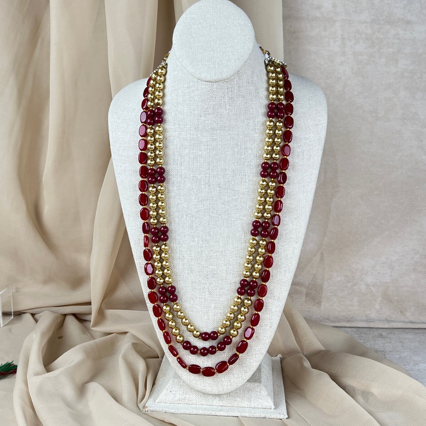 Red and Gold Layered Grooms Sherwani Necklace | Mala | Haar