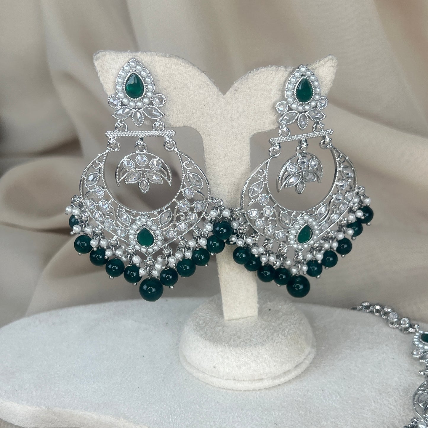 Silver Earring and Tikka Set