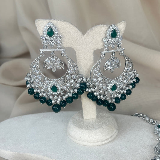 Silver Earring and Tikka Set