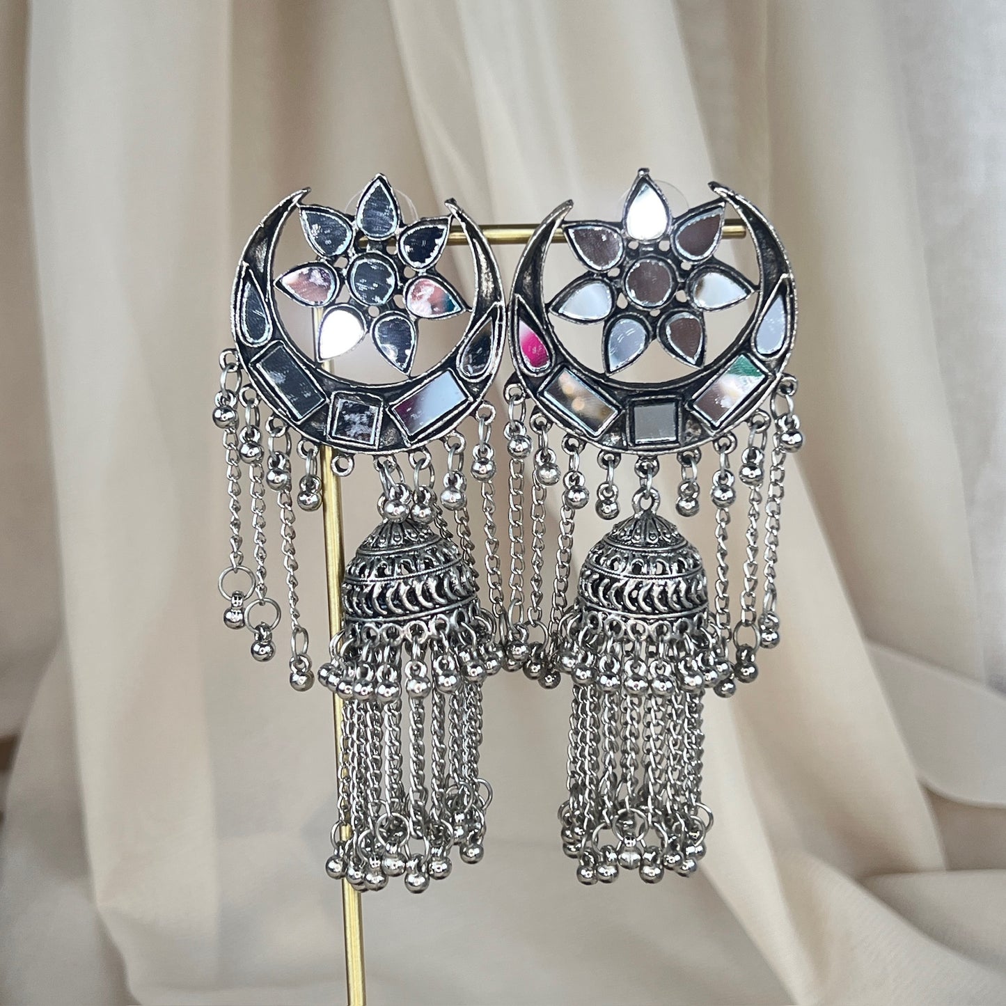 Silver Oxidixed Large Jhumkas