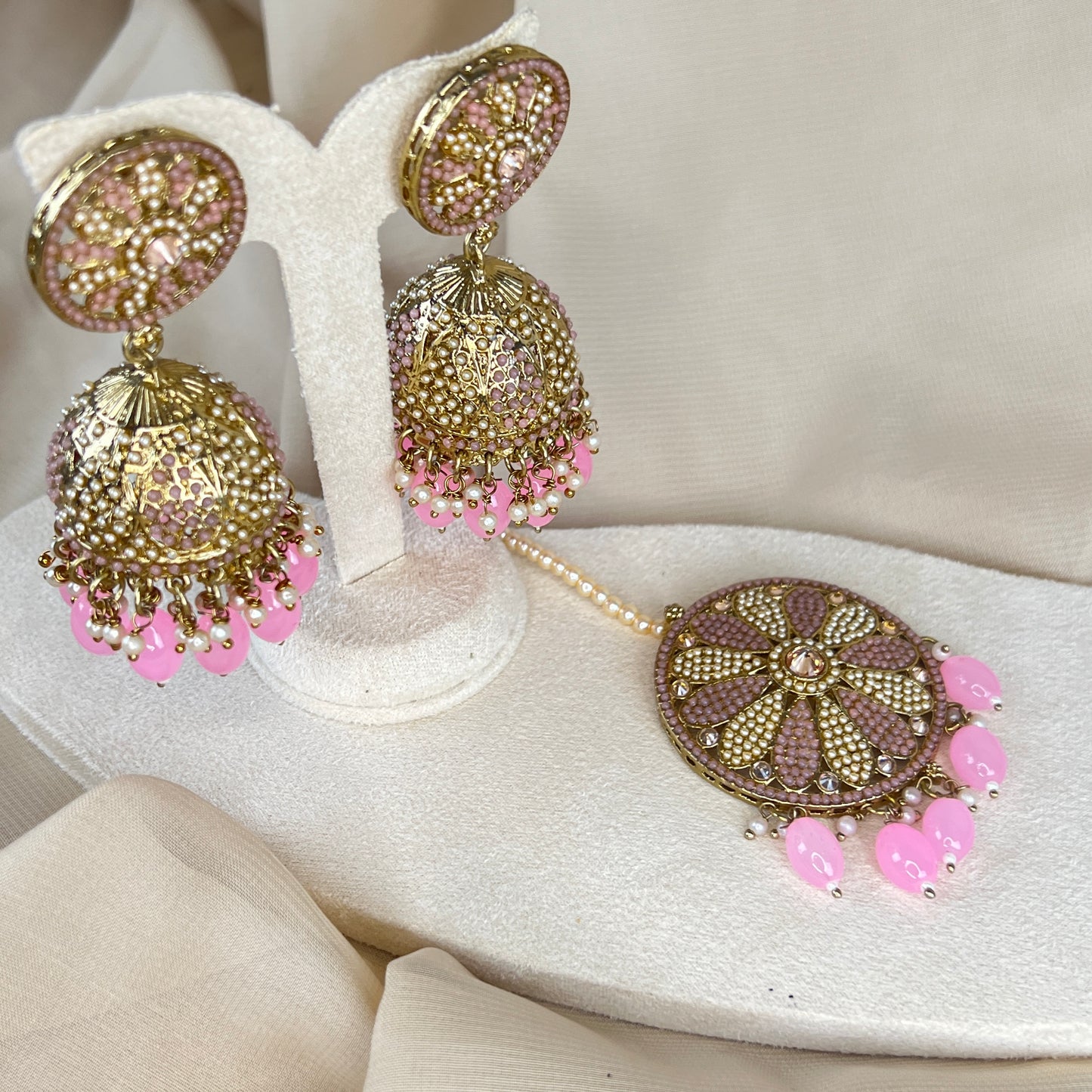 Nauratan Jhumka Oversized Earring and Tikka Set