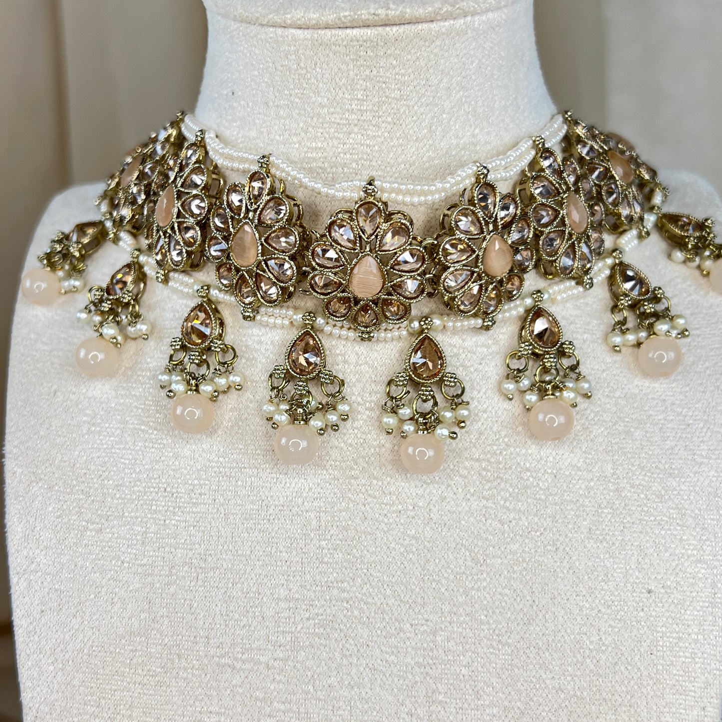 Pearl Choker Set with Large Jhumka Earrings