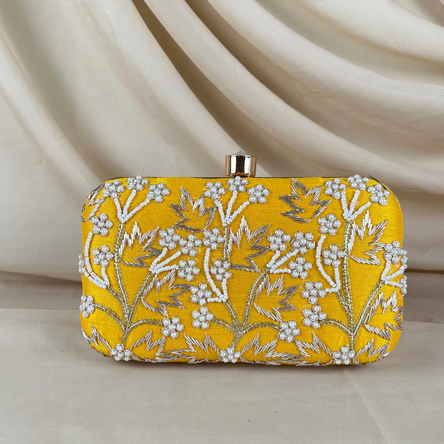 Embroidered Pearl Clutch