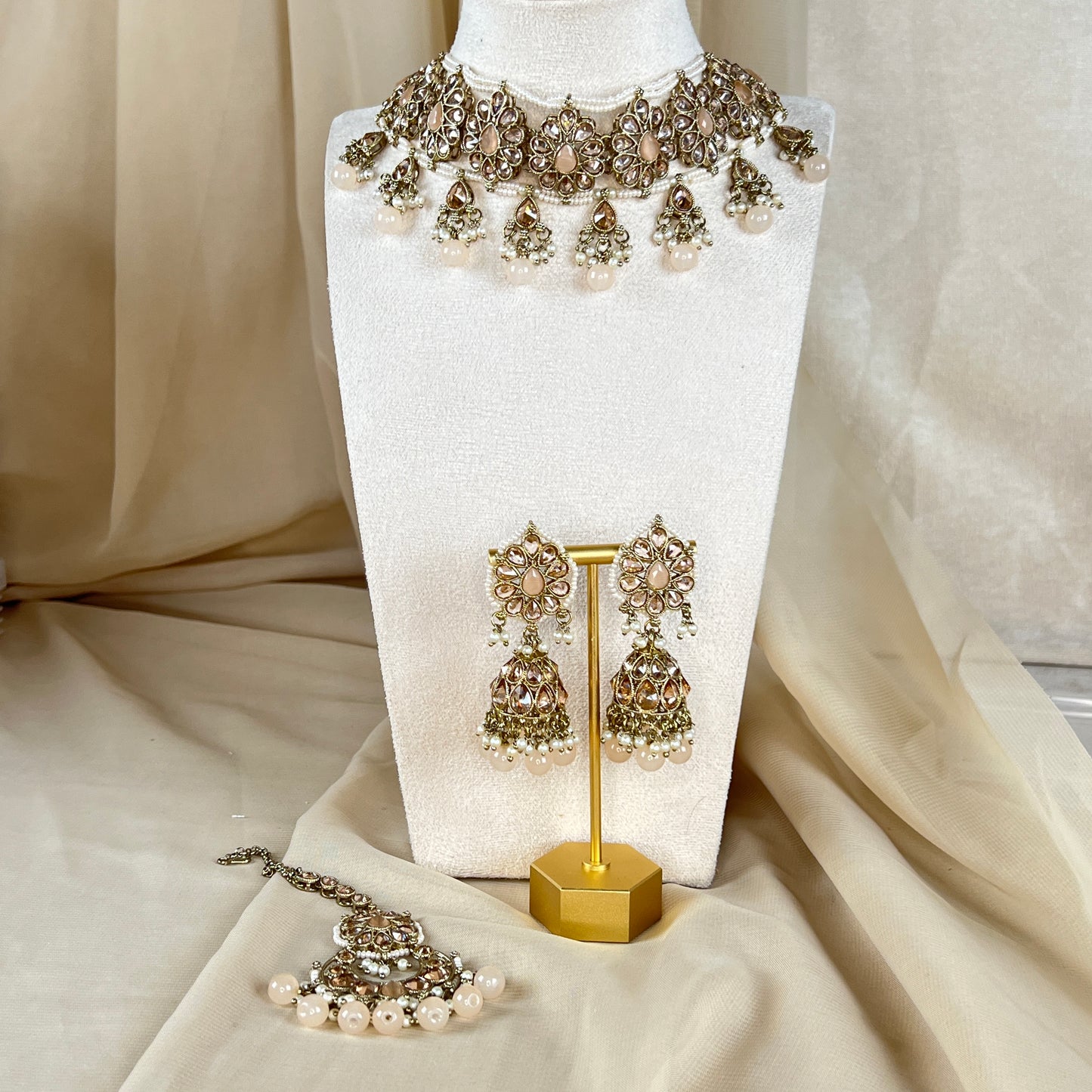 Pearl Choker Set with Large Jhumka Earrings